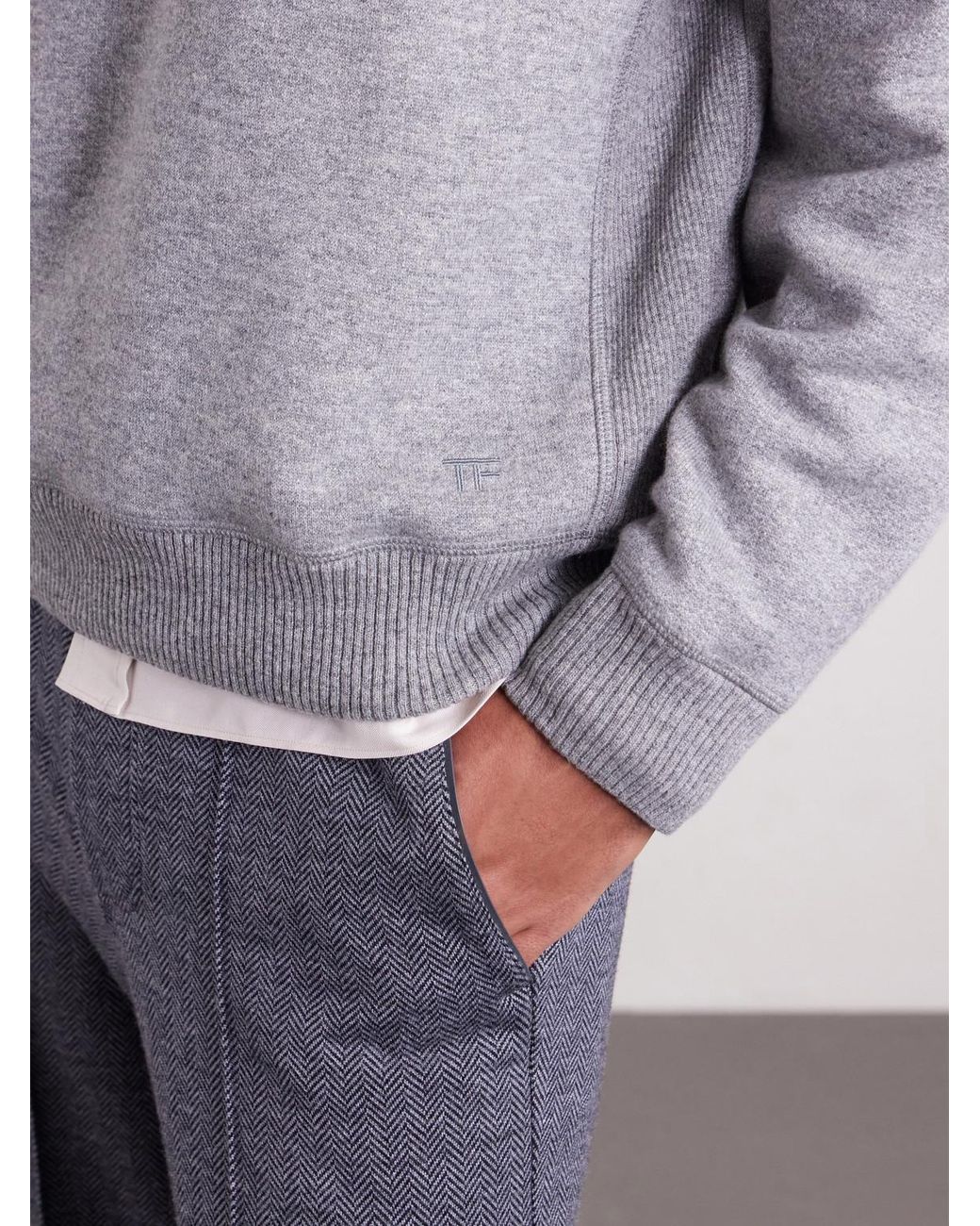 Tom Ford Gray Cashmere And Cotton-Blend Sweater for men