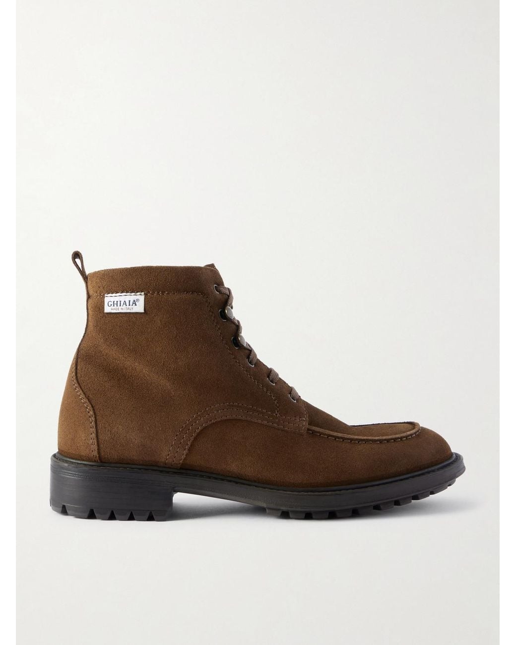 Ghiaia Brown Logo-Appliquéd Suede Boots for men