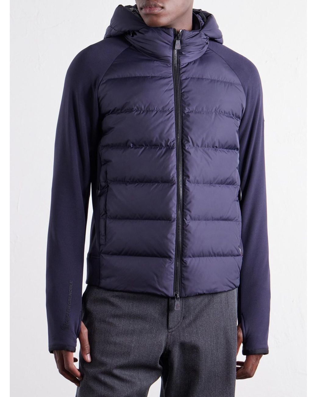 Moncler Blue Hooded Quilted Shell And Polartec Power Stretch Pro Ski Mid-Layer for men