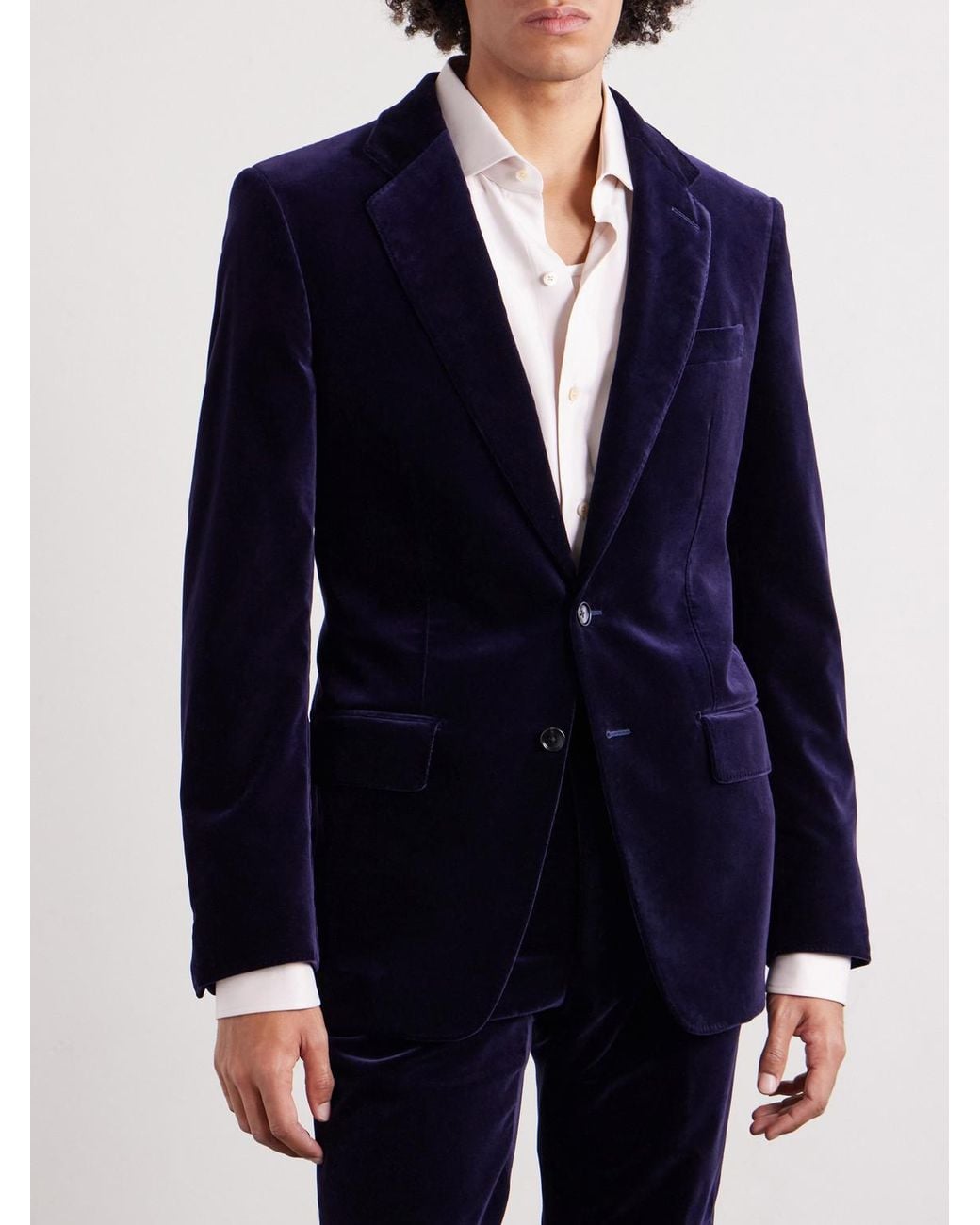 Tom Ford Blue Atticus Slim-Fit Cotton-Blend Velvet Suit Jacket for men