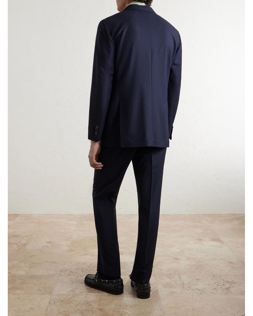 Drake's Blue Virgin Wool Suit Jacket for men