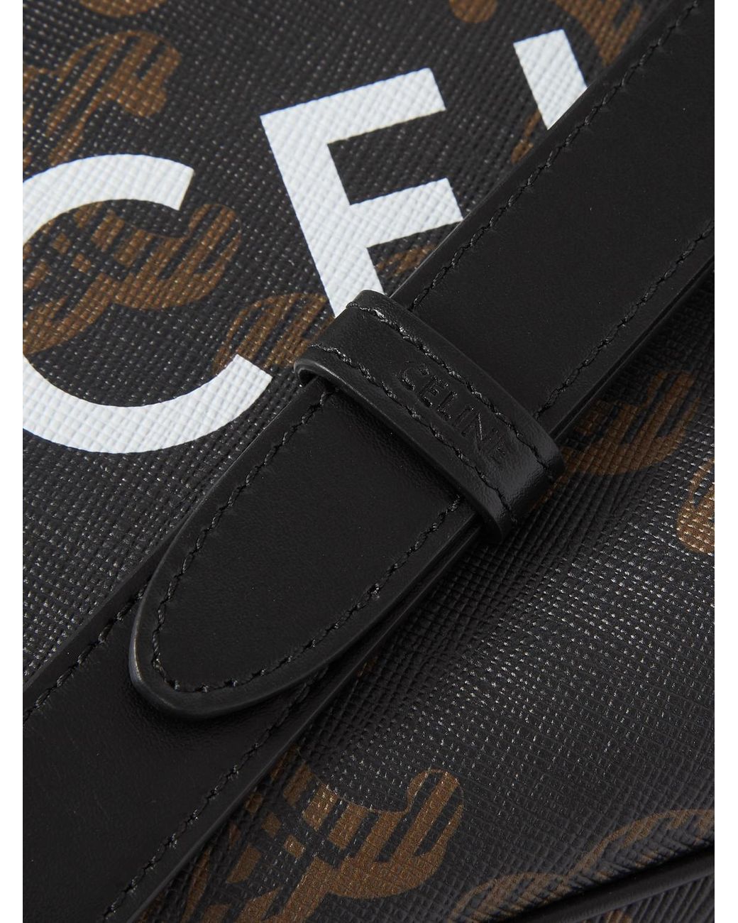CELINE HOMME Triomphe Leather-Trimmed Logo-Print Coated-Canvas Messenger Bag  for Men