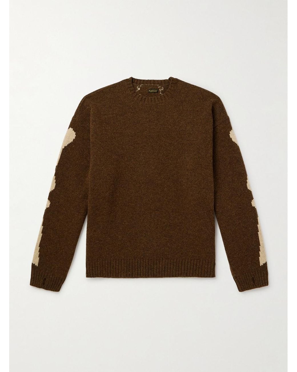 Kapital Brown Oversized Intarsia Wool Sweater for men