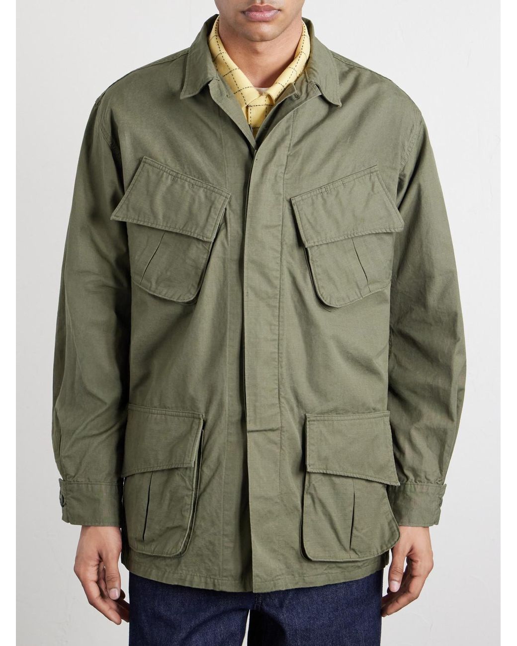 Orslow Green Cotton-Ripstop Field Jacket for men