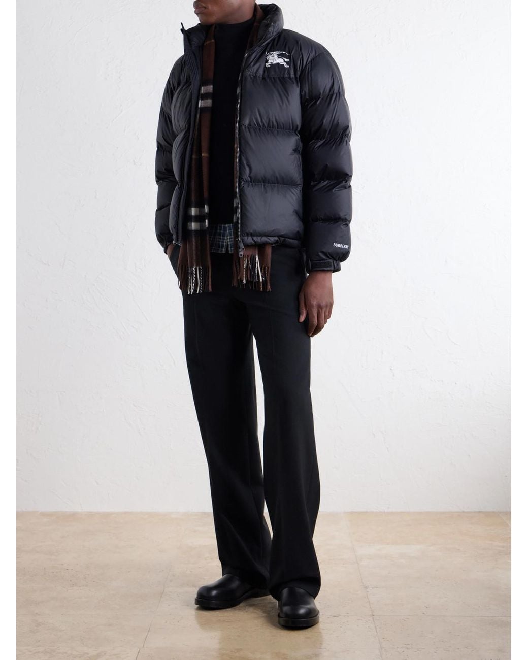 Burberry Black Highlands Logo-Embroidered Quilted Shell Down Jacket for men