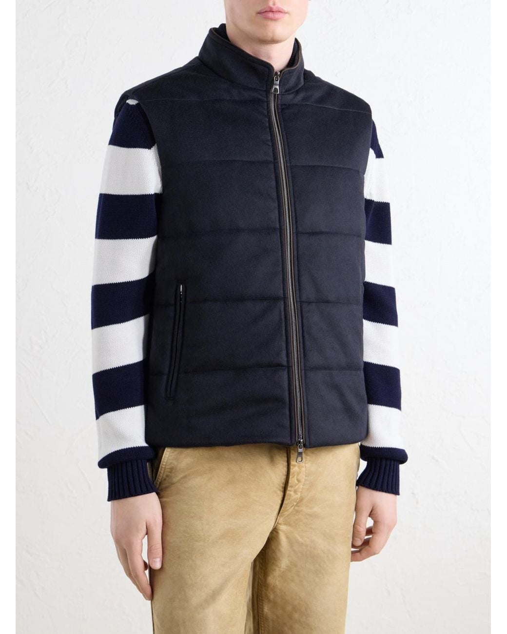 N.Peal Cashmere Blue Belgravia Quilted Cashmere Gilet for men