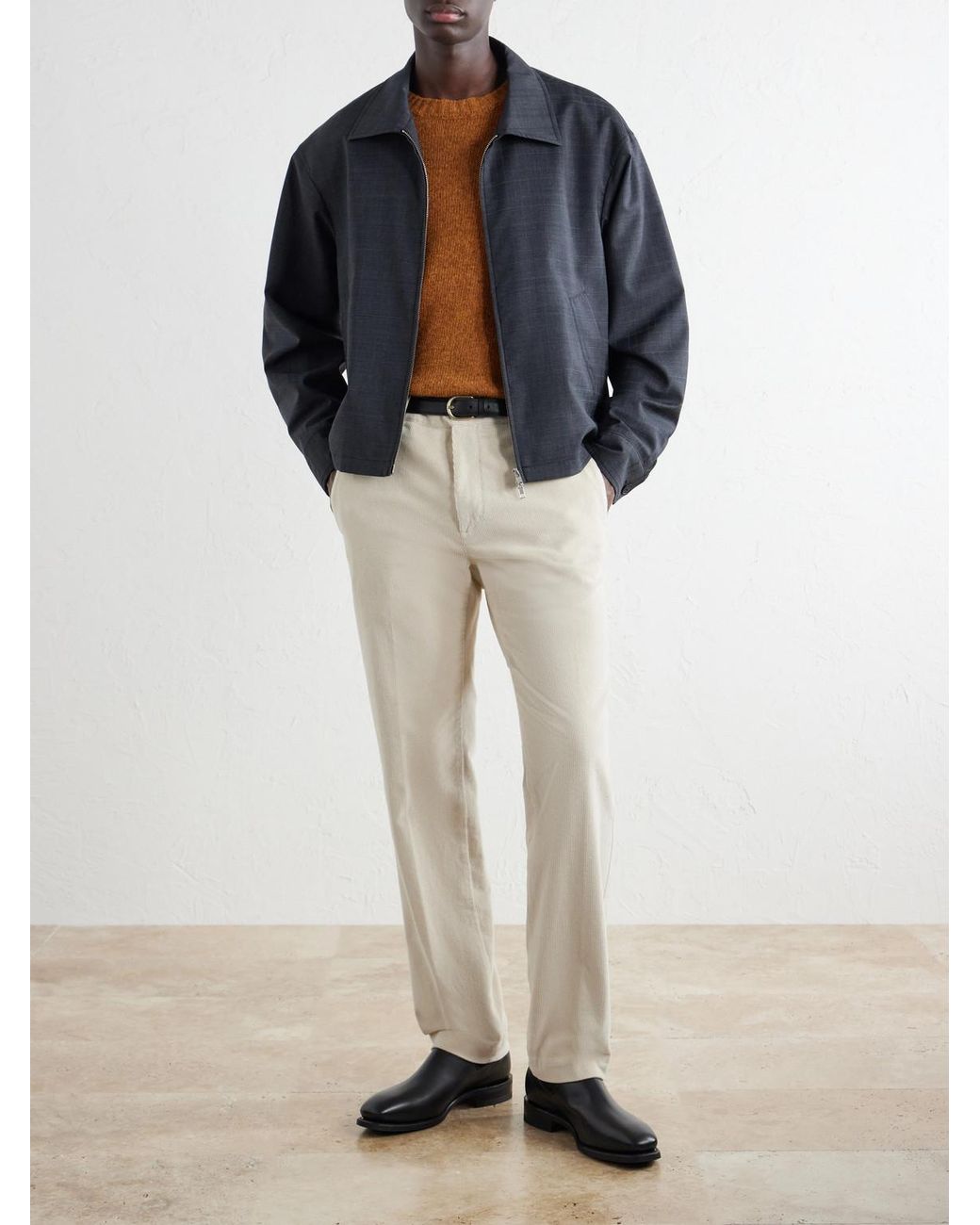 Slowear Natural Incotex Straight-Leg Cotton-Blend Corduroy Trousers for men