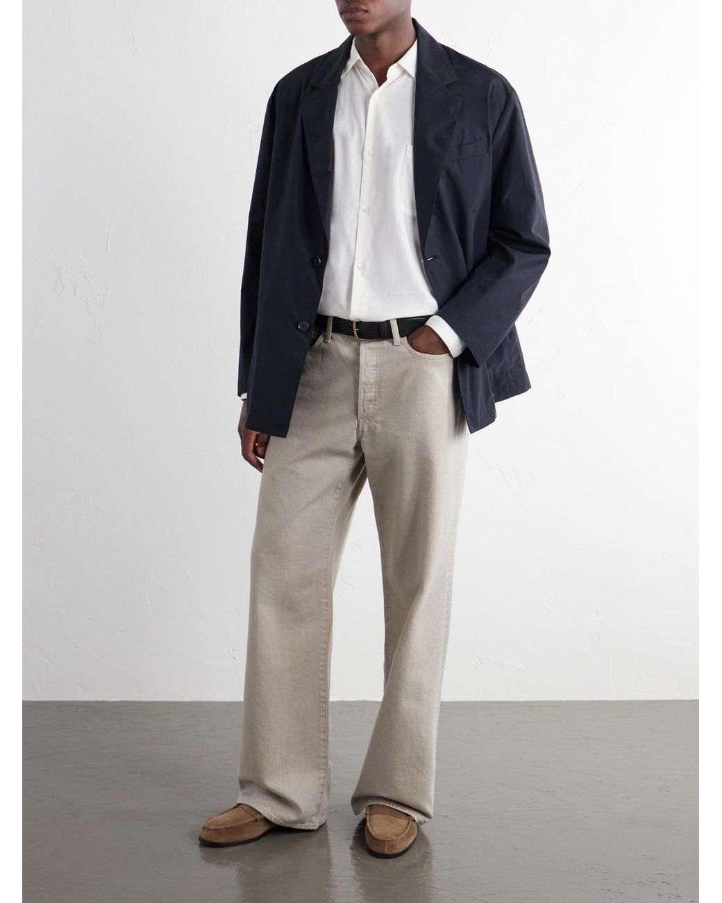 Ssstein White Cotton And Silk-Blend Shirt for men