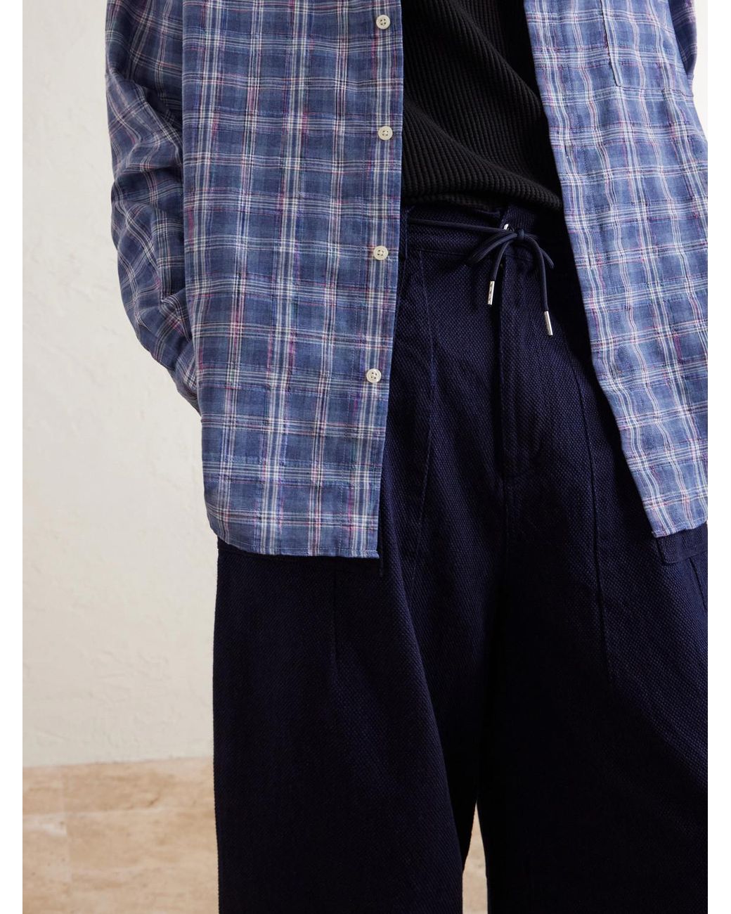 FRIZMWORKS Blue Wide-Leg Sashiko Jeans for men