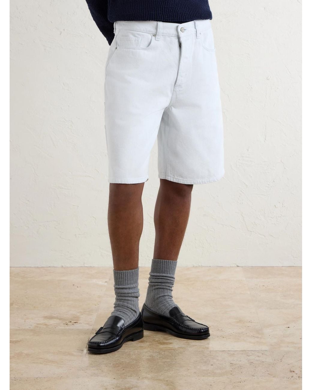 Aimé Leon Dore White Straight-Leg Denim Shorts for men