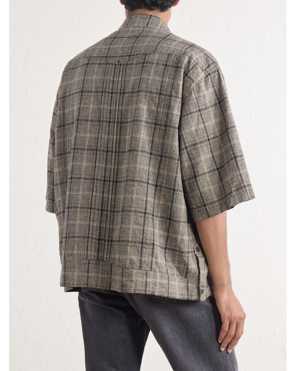 Kapital Gray Glen Embroidered Checked Linen And Cotton-blend Shirt for men