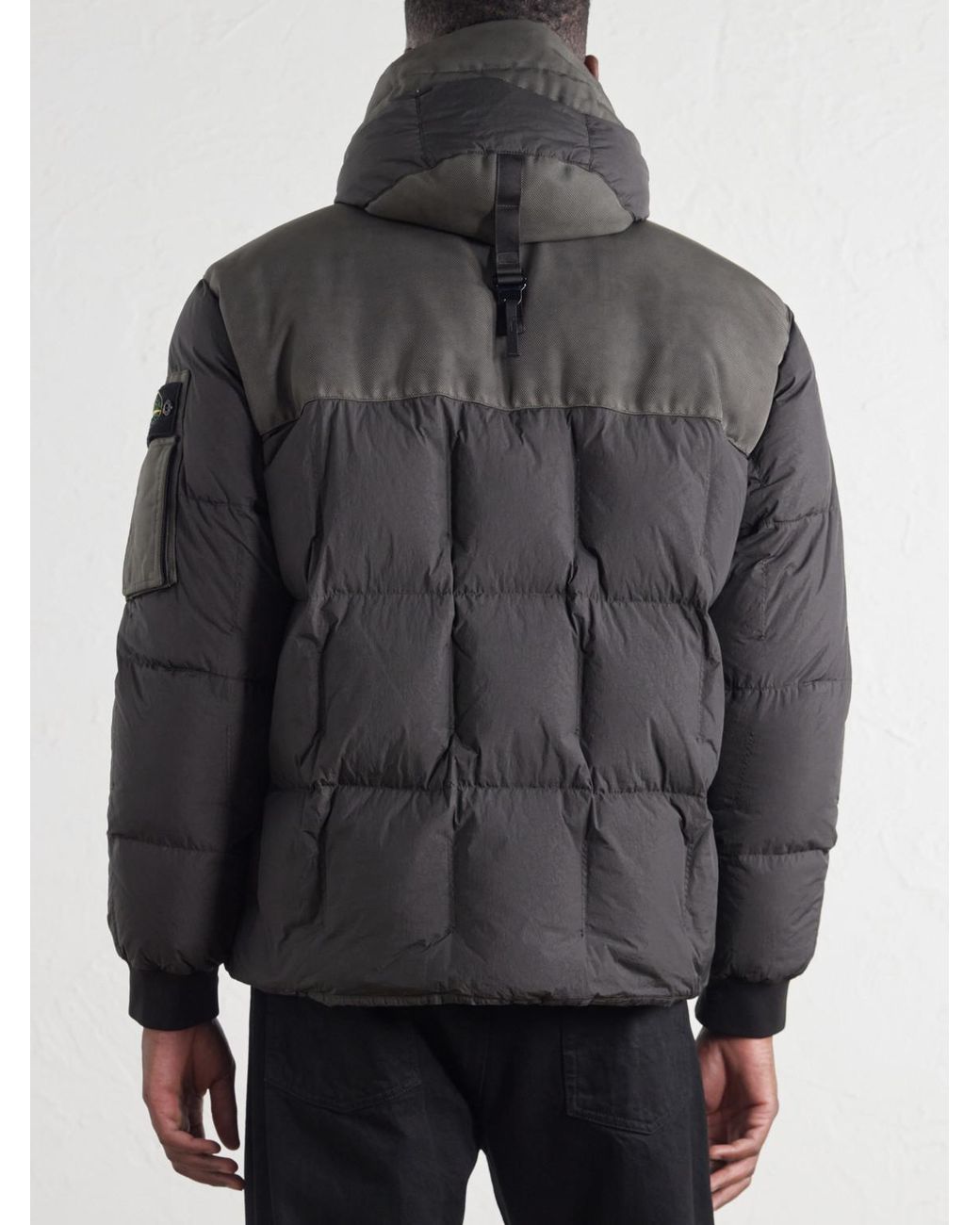 Stone Island Black Logo-Appliquéd Padded Quilted Garment-Dyed Crinkle Reps Ny Shell Down Jacket for men