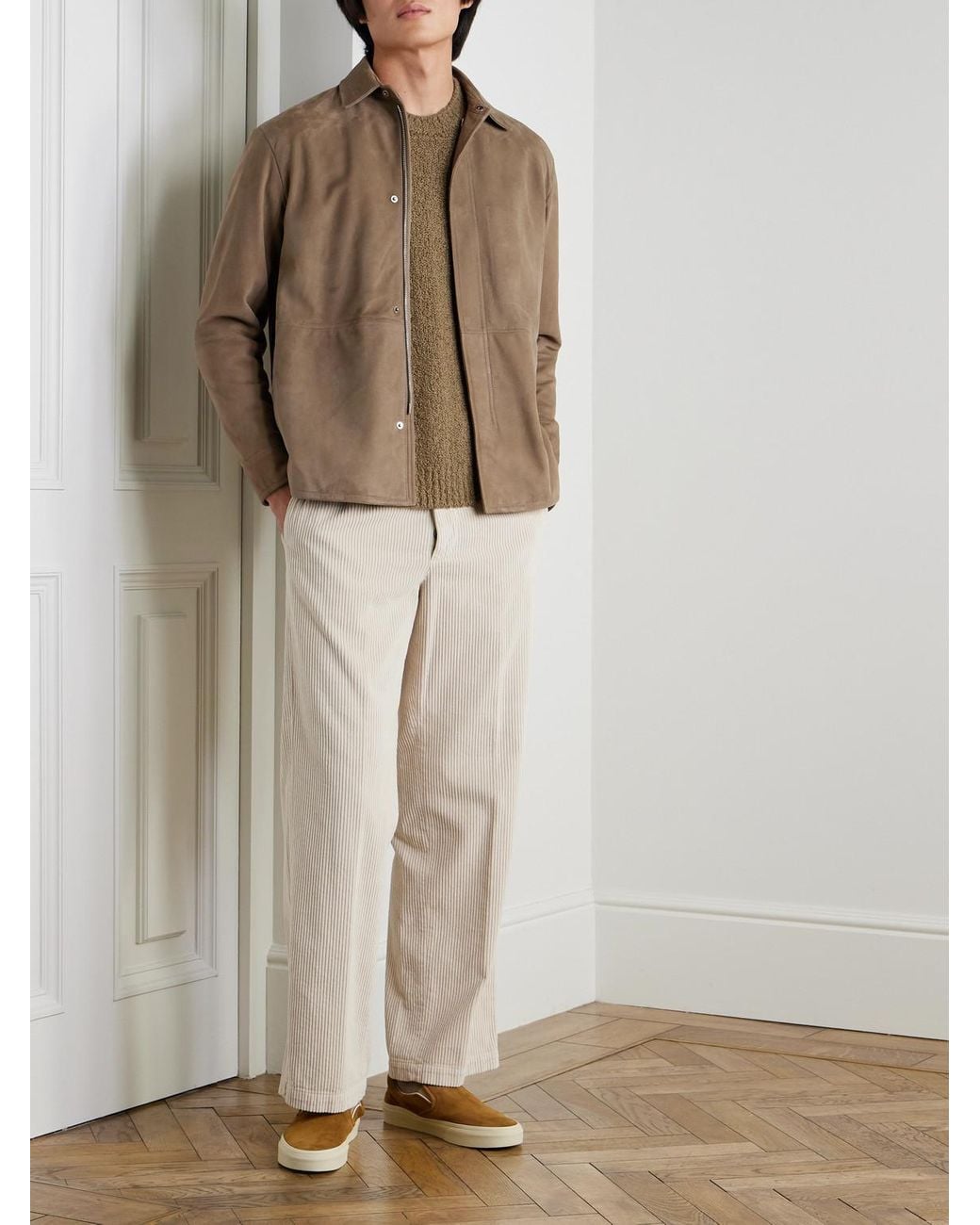 Loro Piana Natural Kim Suede Overshirt for men