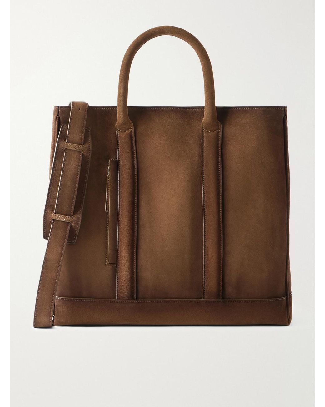 Officine Creative Brown Quentin/026 Cashmere-Lined Suede Tote Bag for men