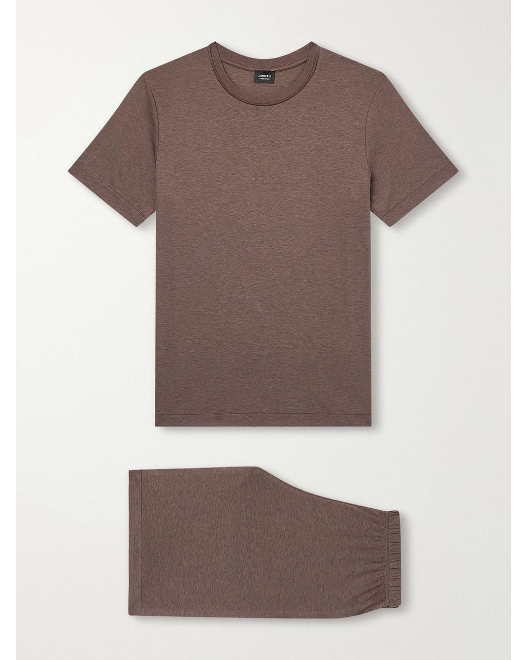 Zimmerli of Switzerland Brown Sea Island Cotton-Jersey Pyjama Set for men