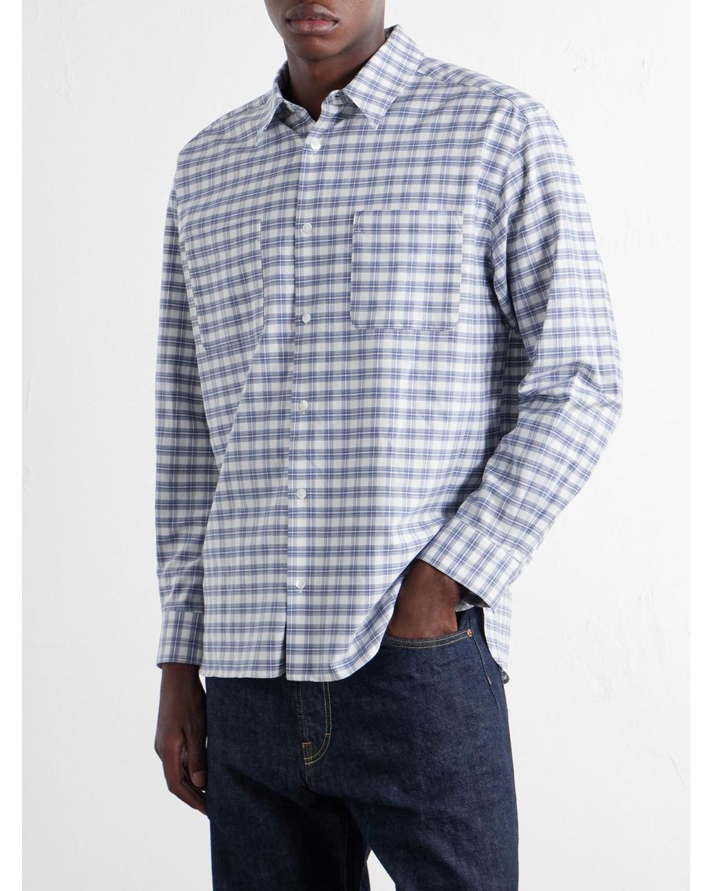 A.P.C. Blue Malcom Checked Organic Cotton Shirt for men