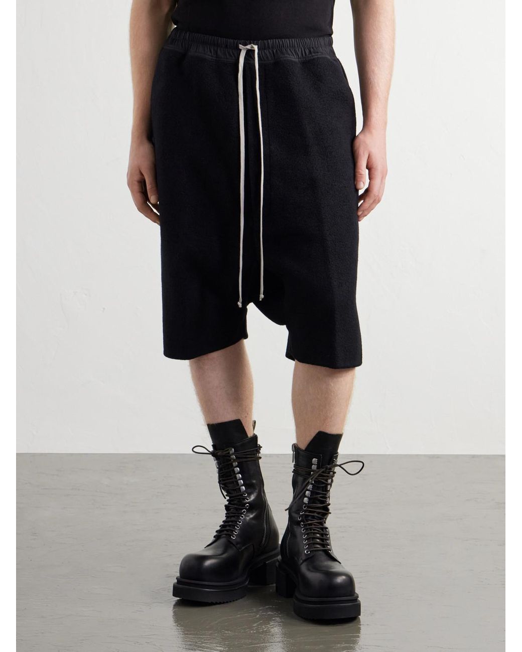 Rick Owens Blue Rick's Pods Straight-Leg Cashmere Drawstring Shorts for men