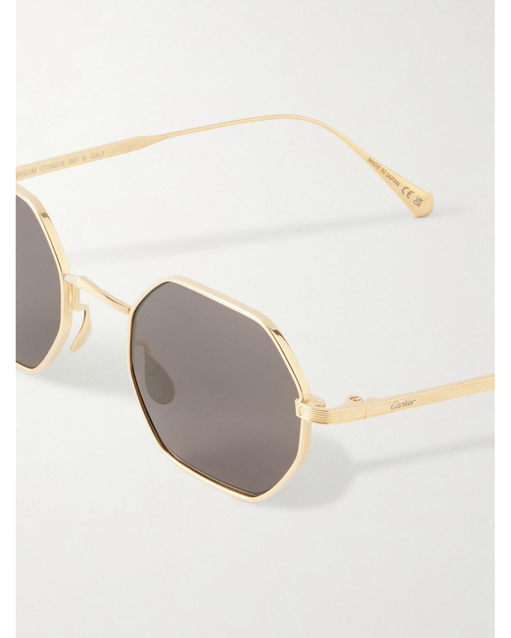 Cartier Natural Rounded-frame Melal Sunglasses for men