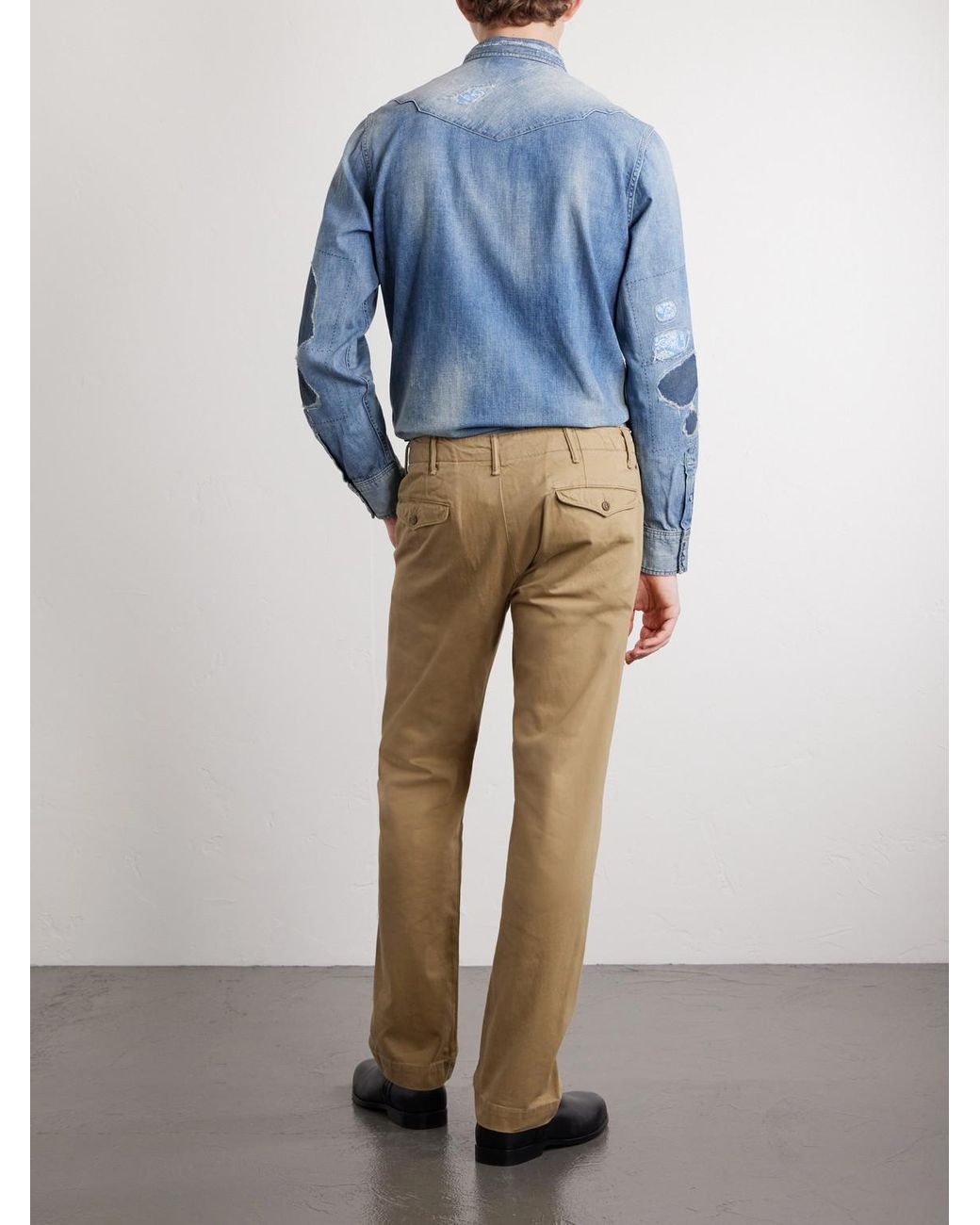 RRL Natural Straight-Leg Cotton-Twill Trousers for men