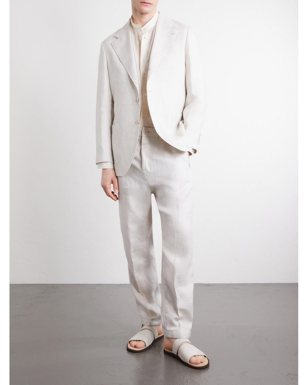 Brunello Cucinelli White Linen-Twill Suit Jacket for men
