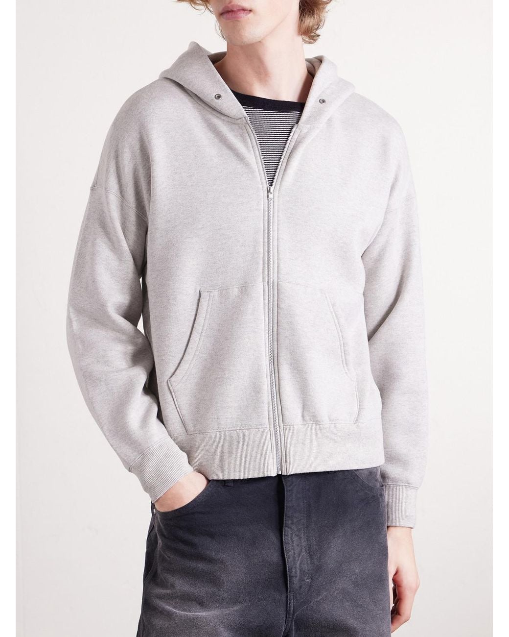 Visvim White Jumbo Wool And Cotton-blend Jersey Zip-up Hoodie for men