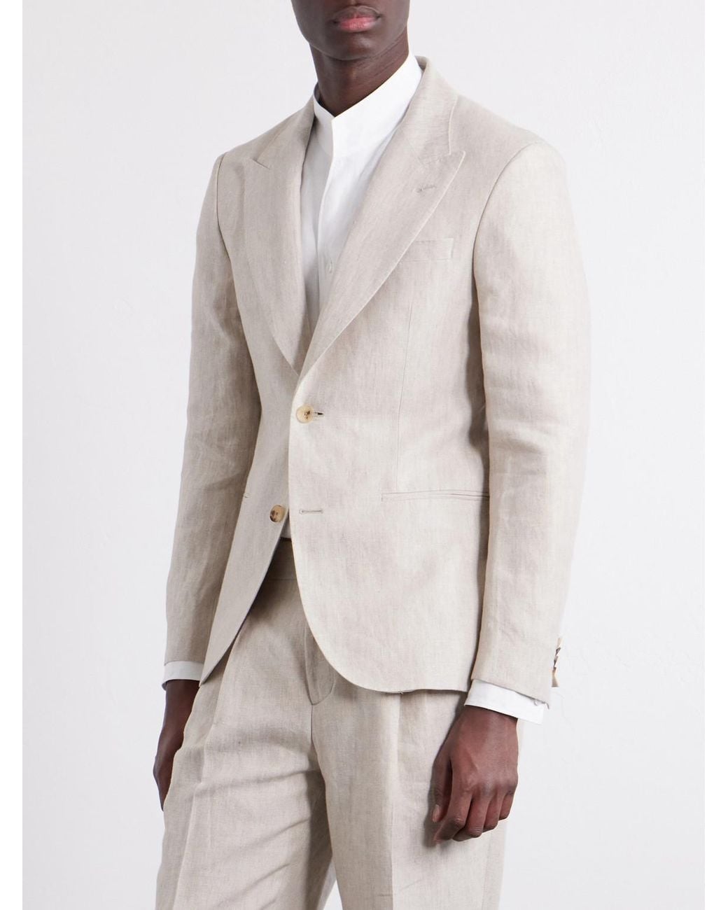 Mr P. White Slim-Fit Linen Tuxedo Jacket for men