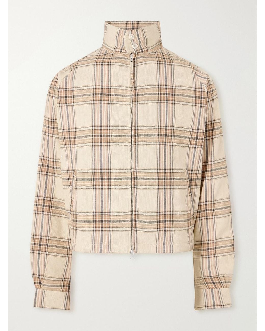Kardo Natural Stanley Embroidered Checked Cotton Bomber Jacket for men