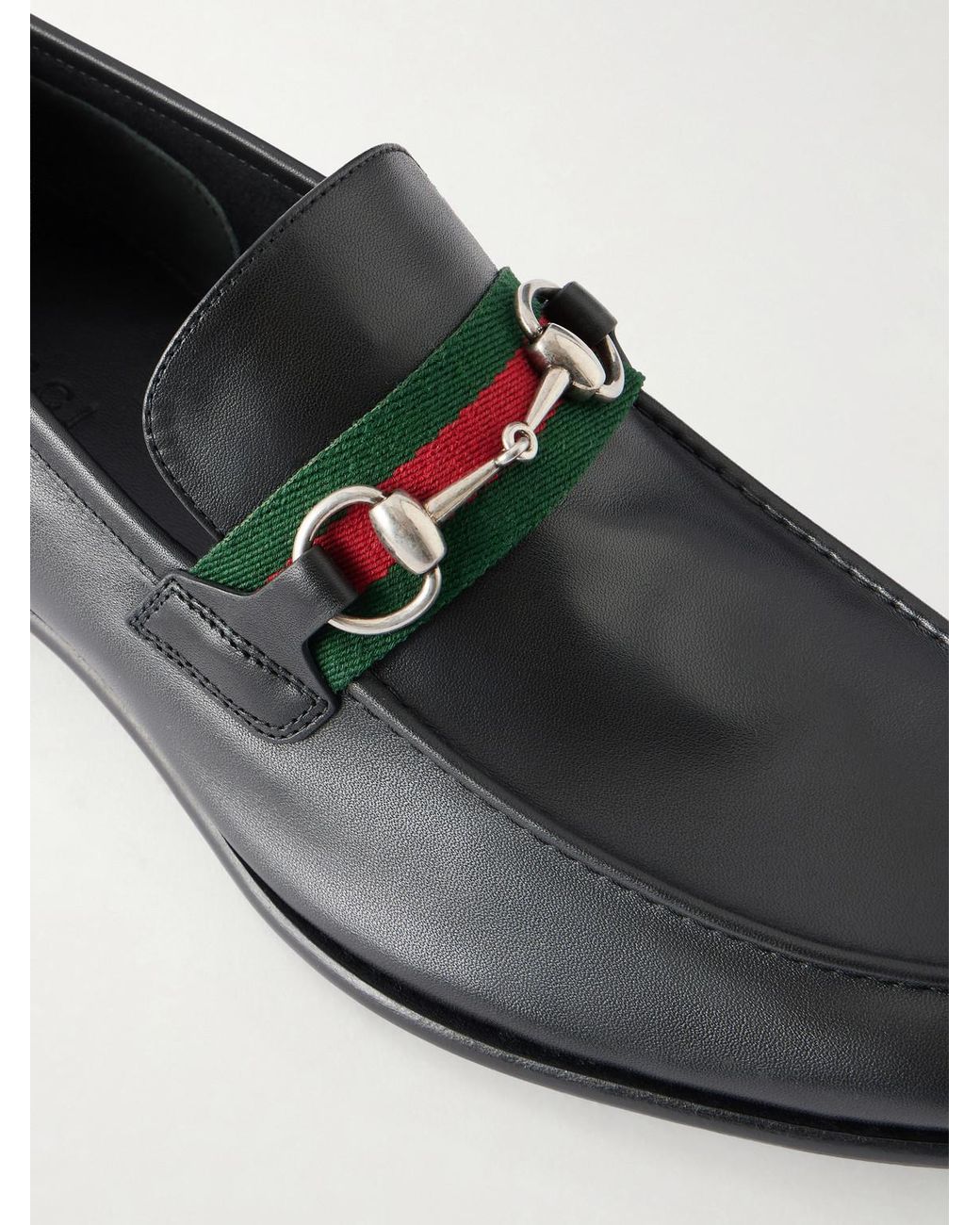 Gucci White Como Horsebit-embellished Leather Loafers for men