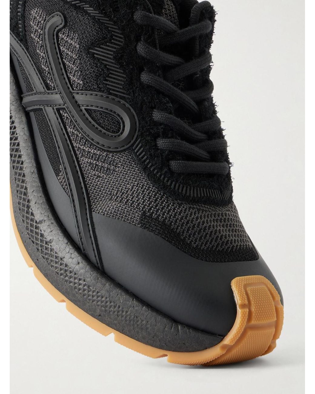 Loewe Black Pogo Rubber-trimmed Mesh Sneakers for men