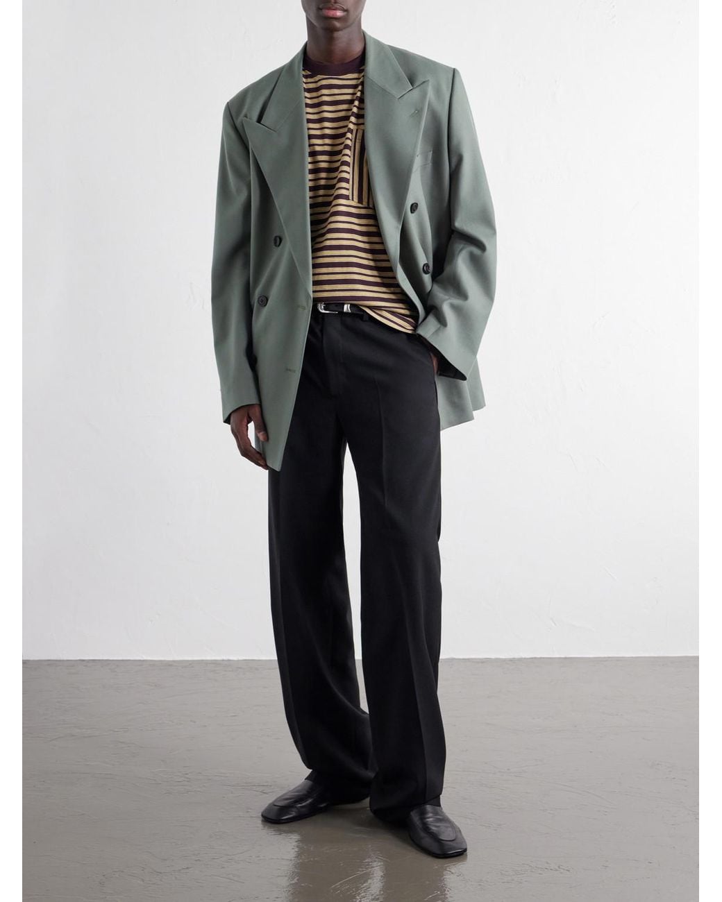 Dries Van Noten Gray Striped Cotton-Jersey T-Shirt for men