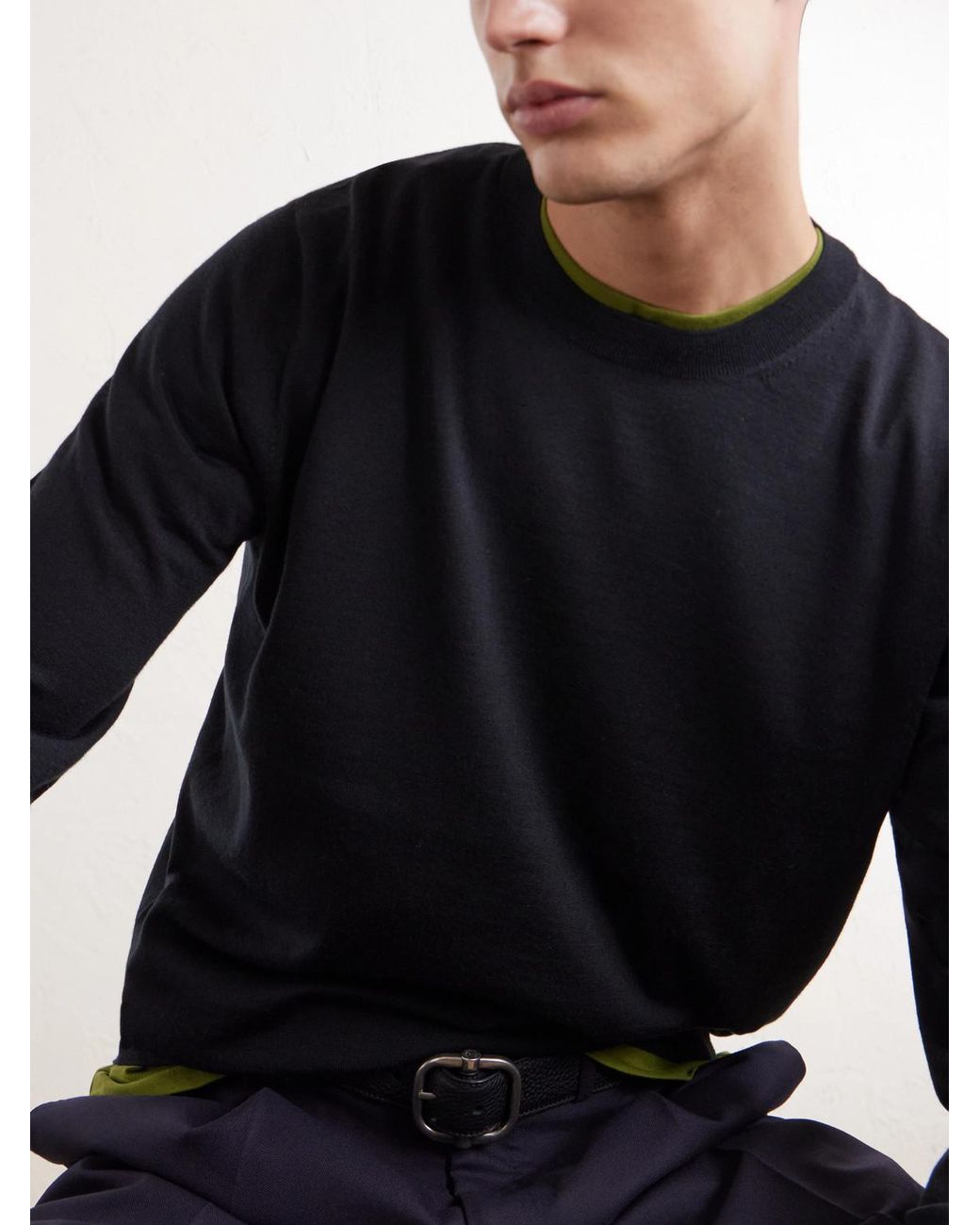 Dries Van Noten Blue Merino Wool Sweater for men