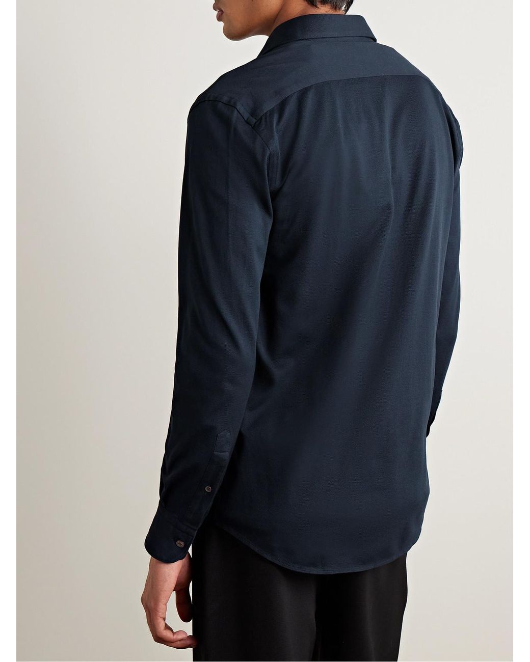 Zegna Blue Cotton-Piqué Shirt for men