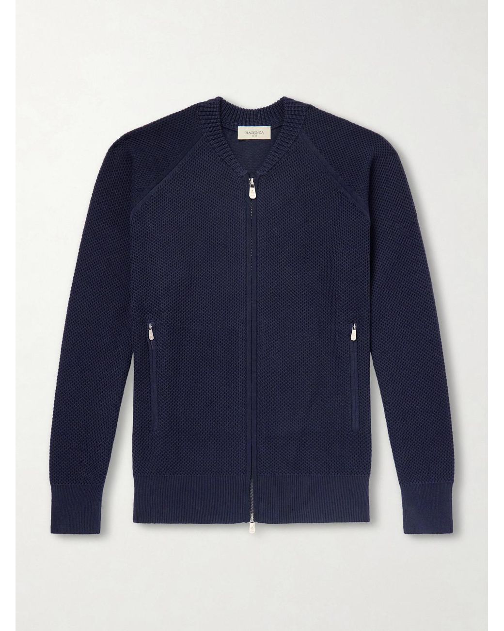 Piacenza 1733 Blue Slim-Fit Honeycomb-Knit Cotton Bomber Jacket for men
