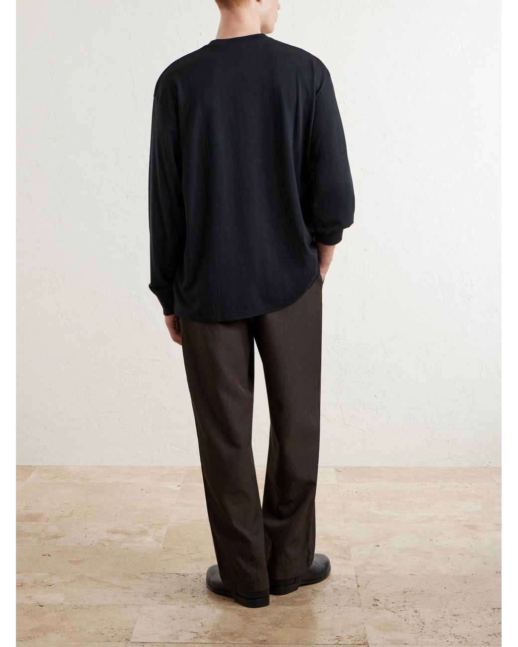 A.PRESSE Blue Cotton And Cashmere-Blend T-Shirt for men