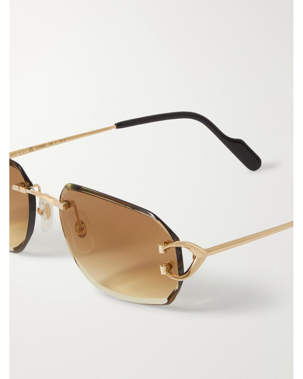 Cartier Natural Signature C Rimless Square-frame Gold-tone Metal Sunglasses for men