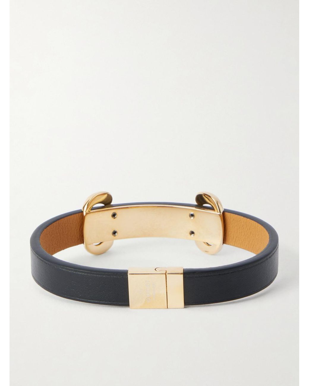 Gucci White Horsebit-Embellished-Tone And Leather Bracelet for men