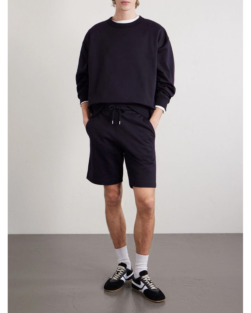 Dries Van Noten Blue Straight-Leg Cotton-Jersey Drawstring Shorts for men