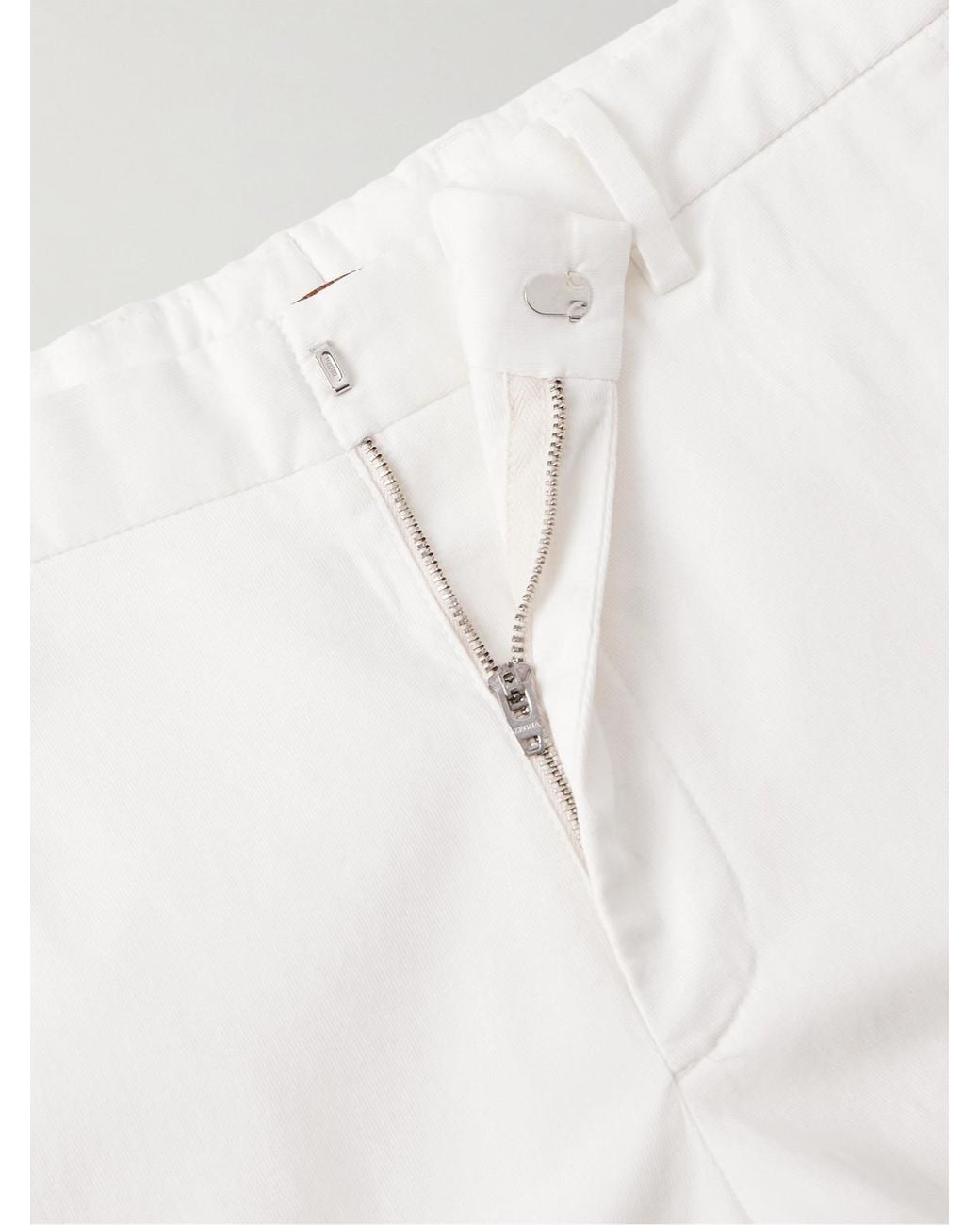 Zegna White Slim-Fit Straight-Leg Cotton-Twill Trousers for men