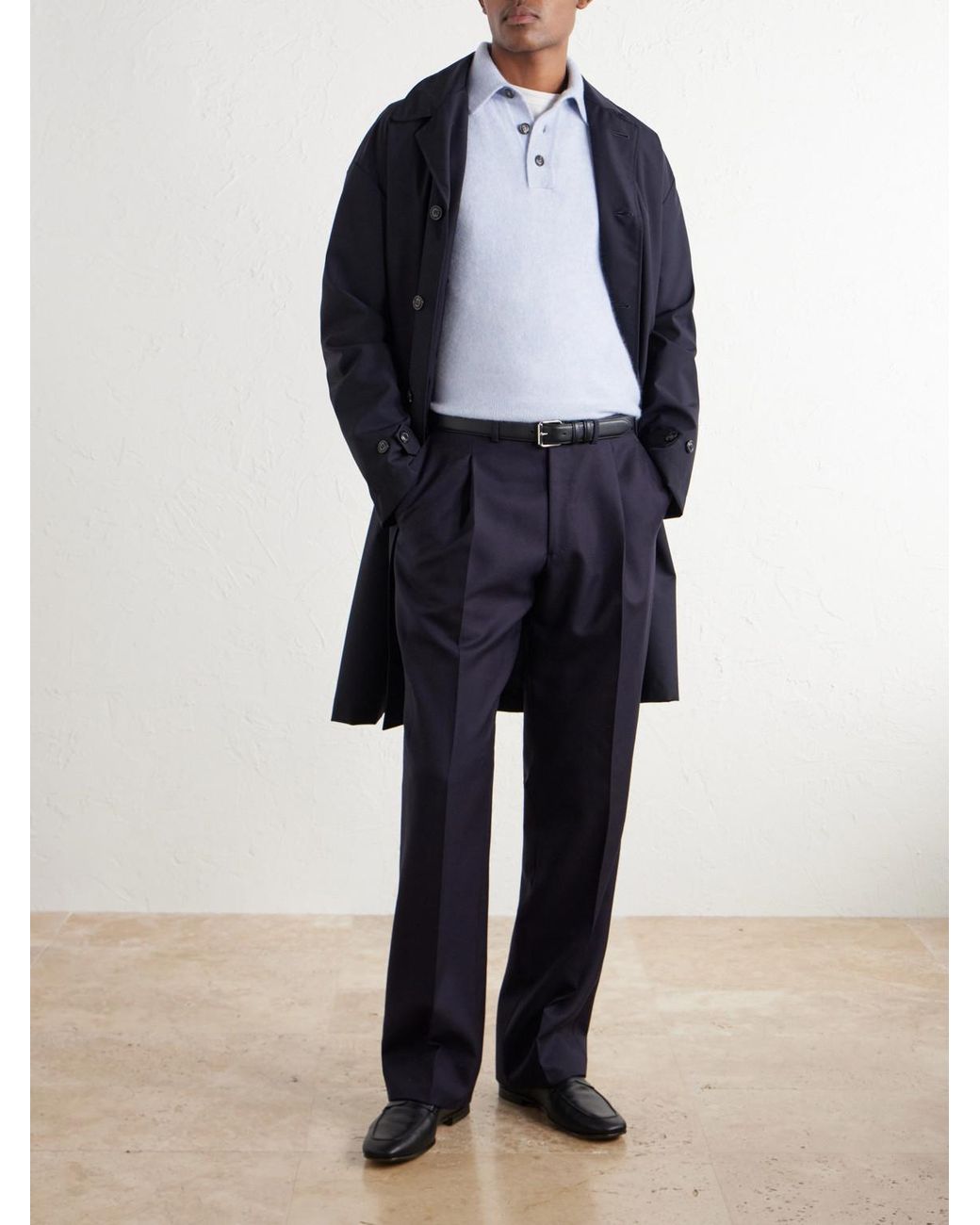 Thom Sweeney White Cashmere And Silk-Blend Polo Shirt for men