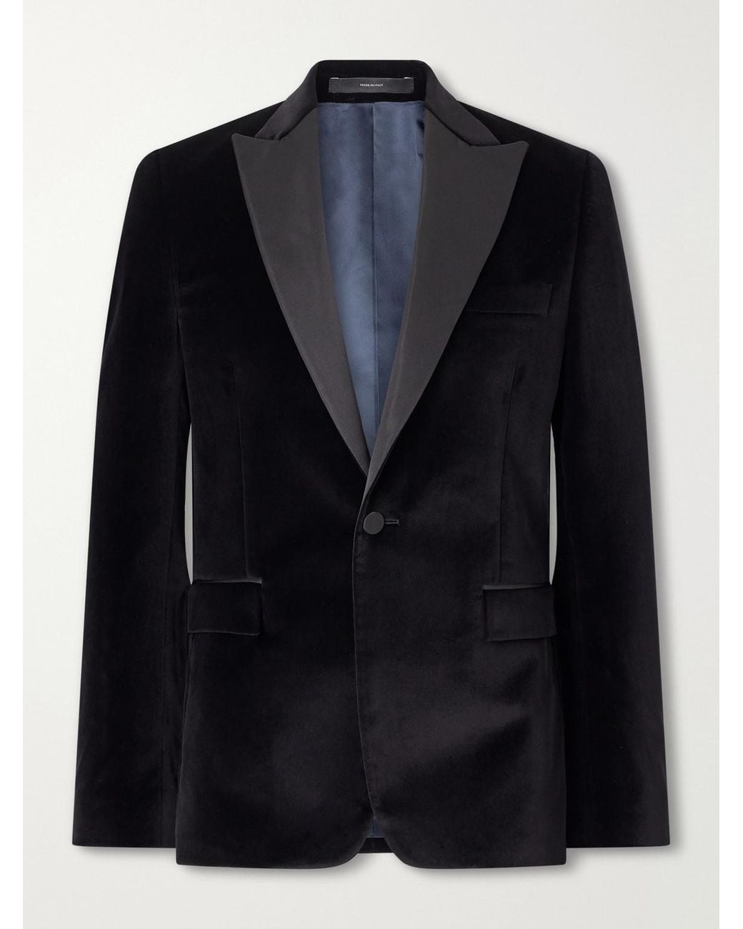 Paul Smith Black Satin-Trimmed Cotton-Velvet Tuxedo Jacket for men