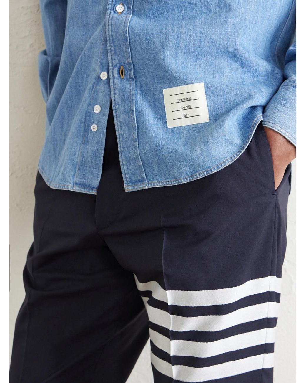 Thom Browne Blue Denim-Effect Cotton Shirt for men