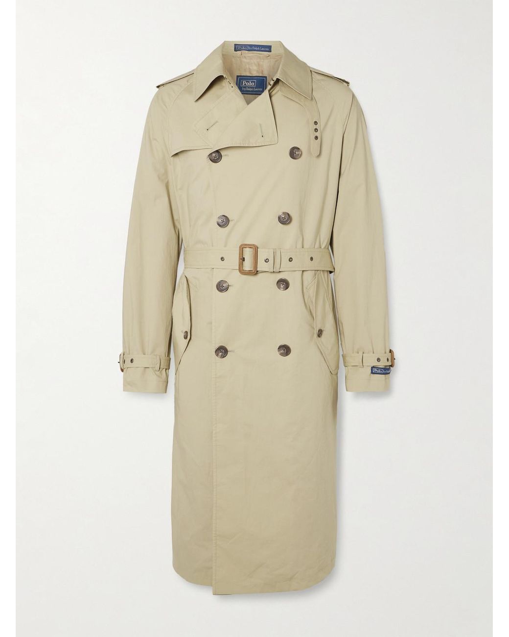 Polo Ralph Lauren Double-breasted Belted Brushed Cotton-blend Twill Trench  Coat in Natural for Men | Lyst UK