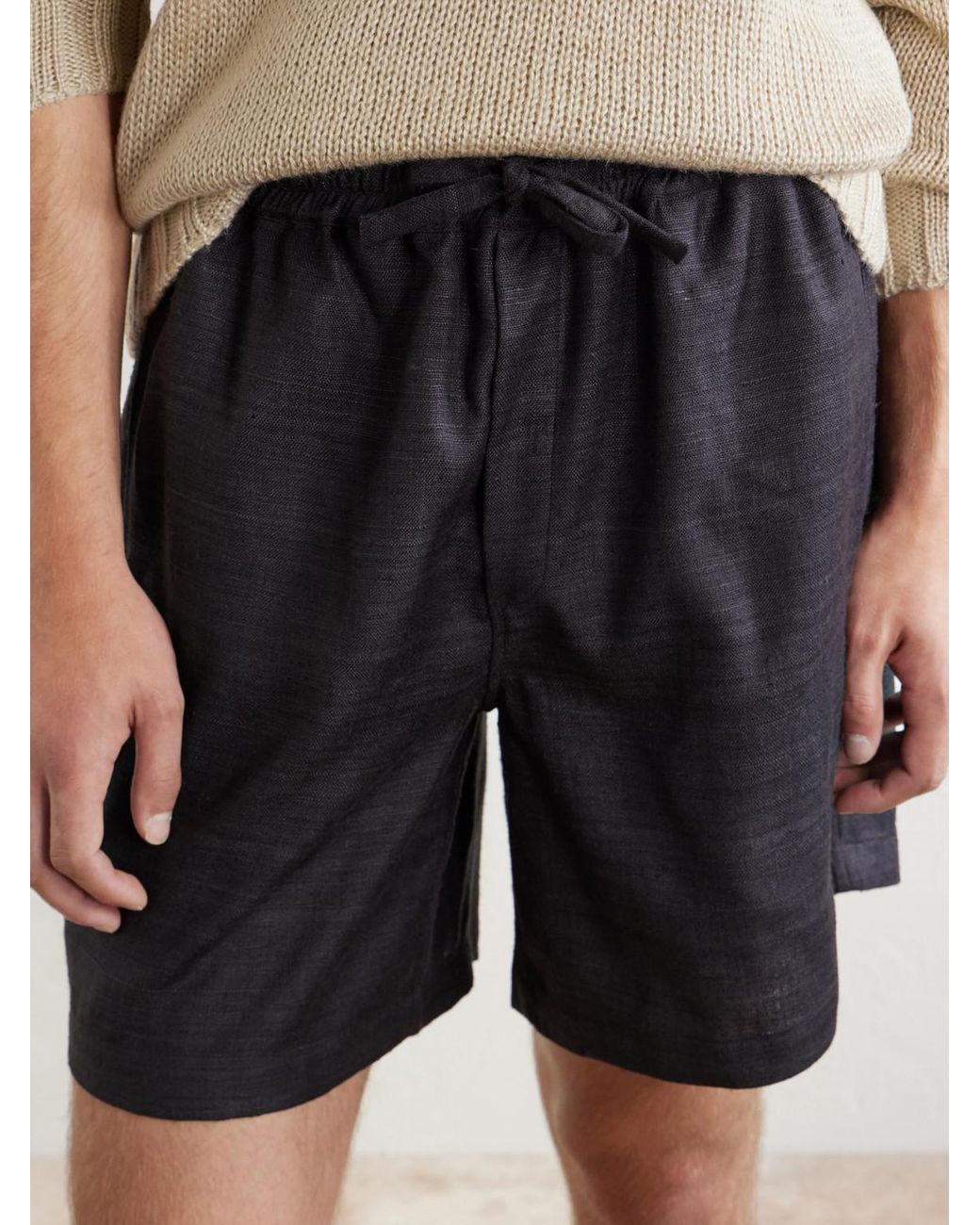 Saman Amel Blue Straight-Leg Silk Shorts for men