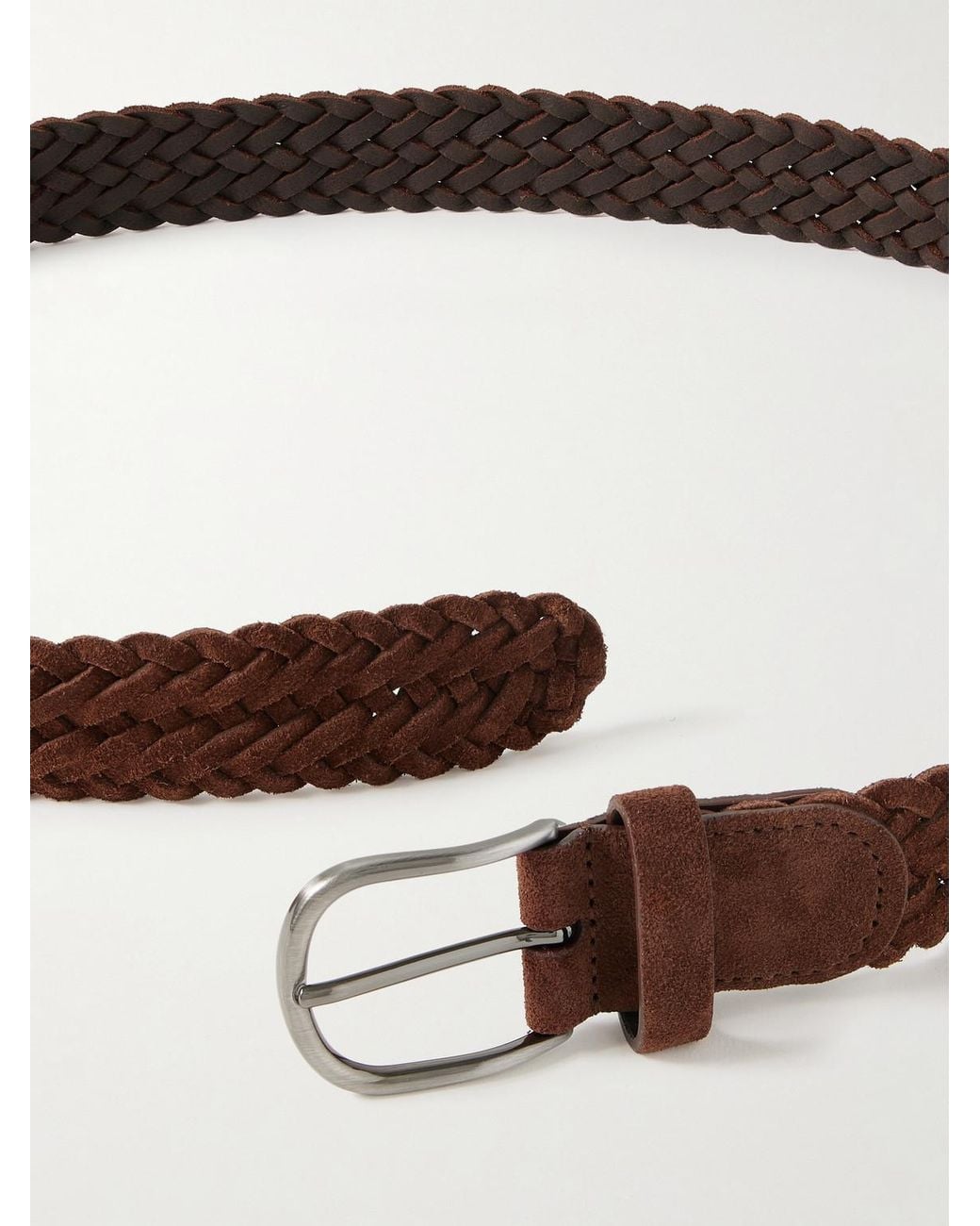 Andersons Brown 3.5Cm Woven Suede Belt for men