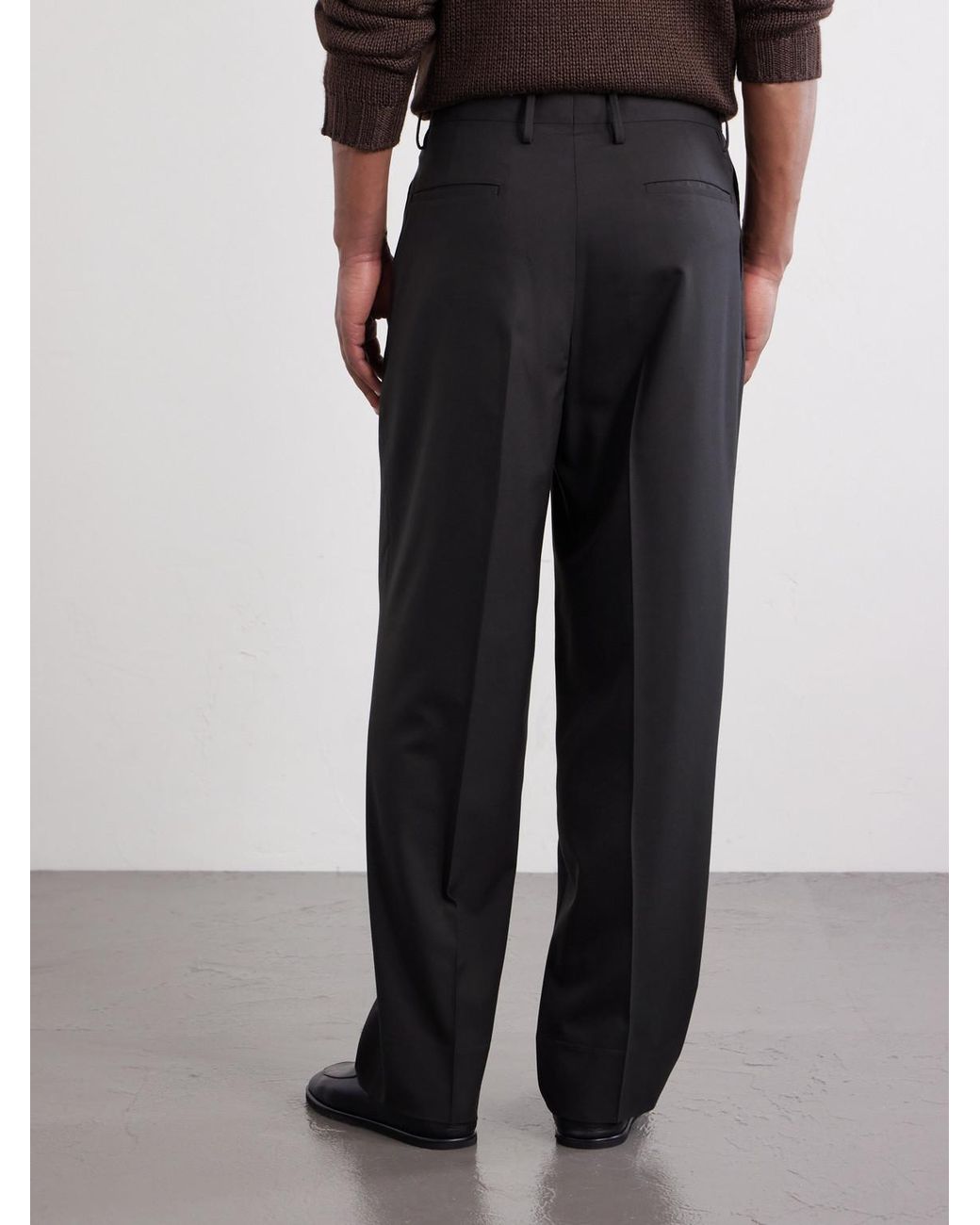 Kaptain Sunshine Black Straight-leg Pleated Wool-poplin Trousers for men