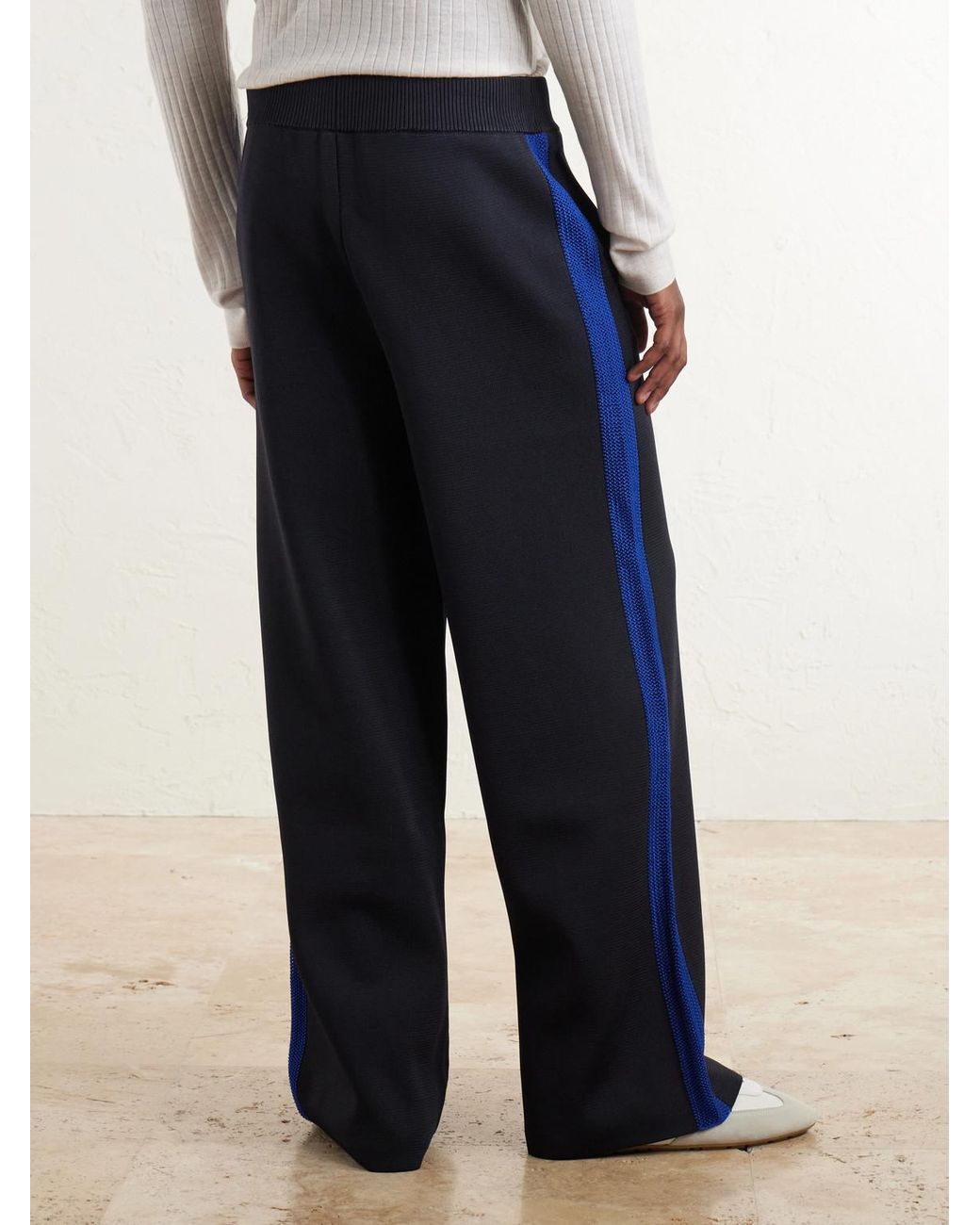 Wales Bonner Blue Straight-Leg Logo-Embroidered Knitted Drawstring Sweatpants for men
