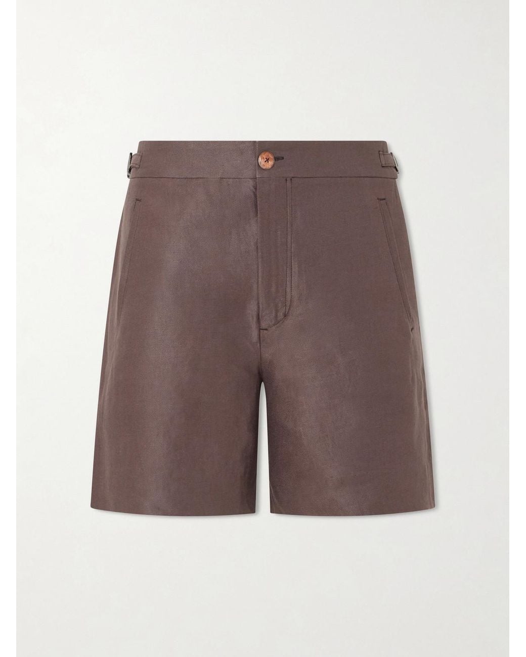 God's True Cashmere Purple Straight-Leg Linen-Twill Shorts for men