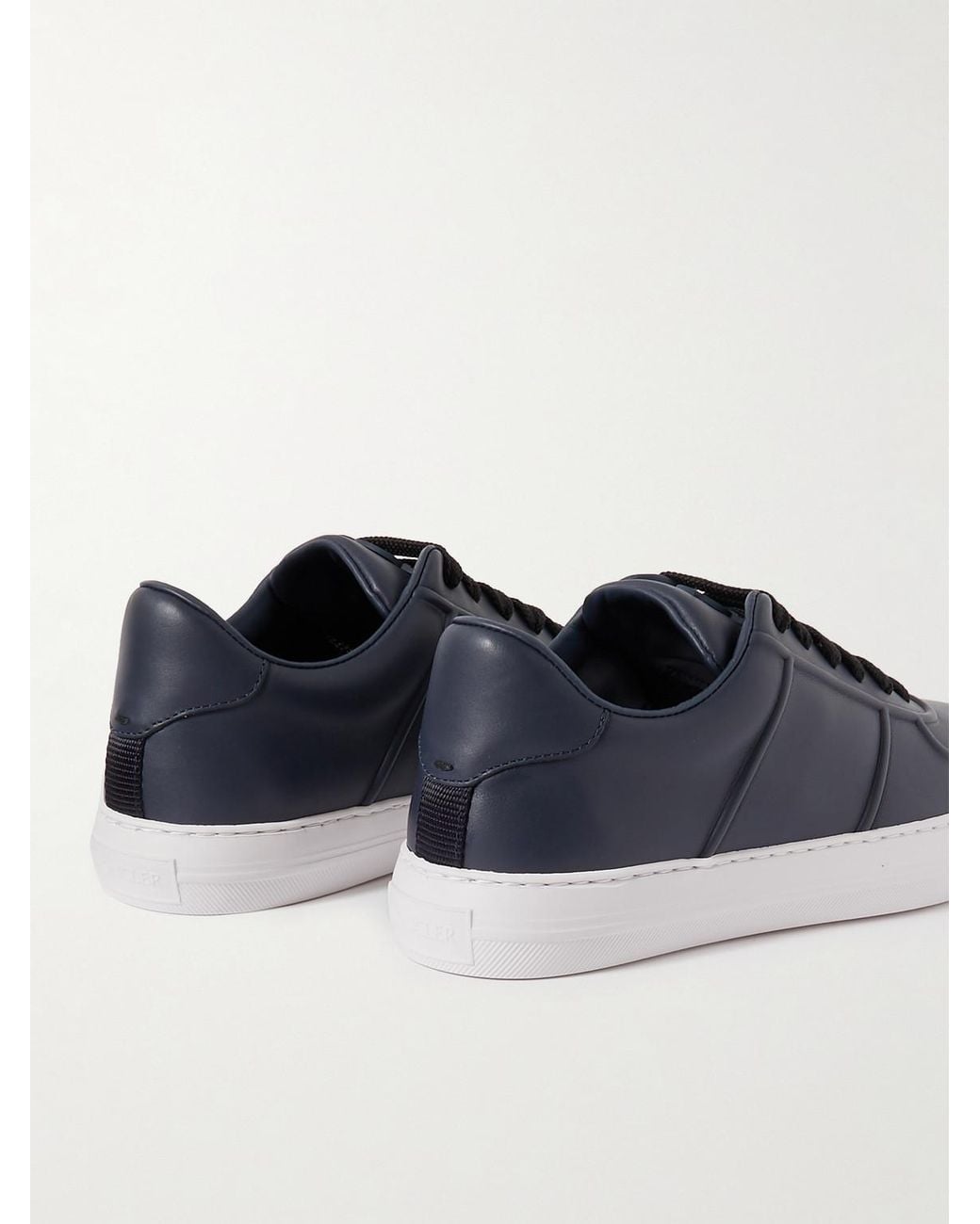 Moncler Blue Neue York Logo-Appliquéd Leather Sneakers for men