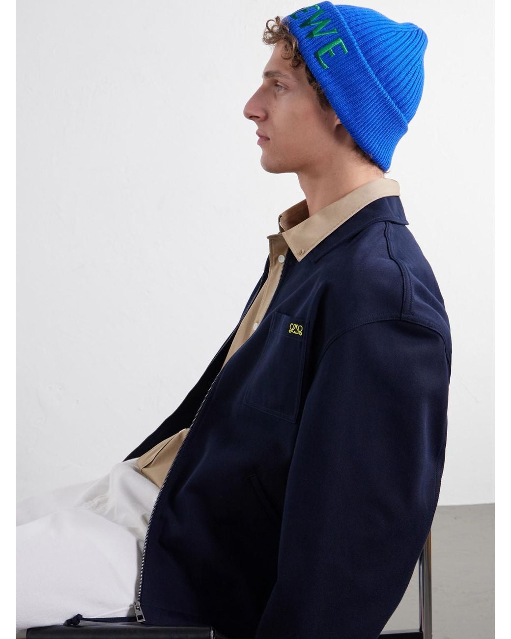Loewe Blue Logo-Embroidered Wool Beanie for men