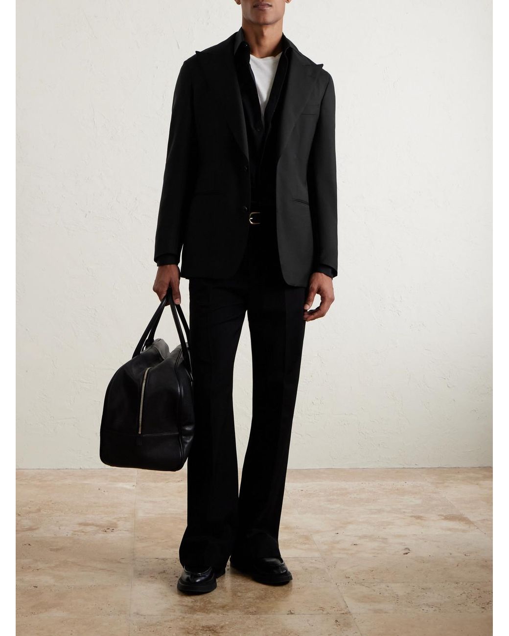 Saman Amel Black Woven Blazer for men